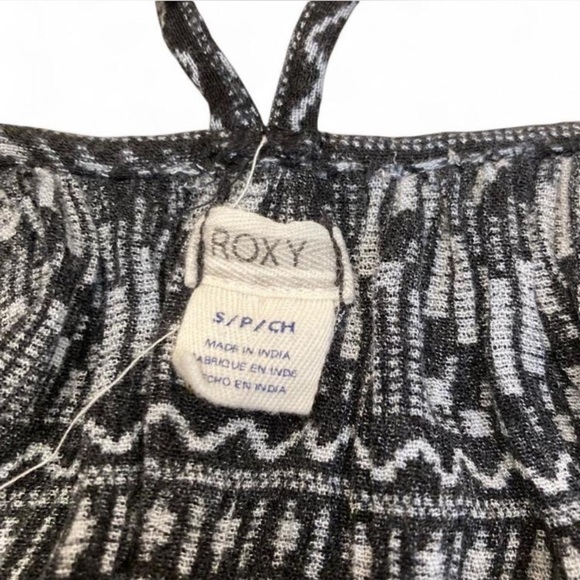 Roxy Windy Fly Away Print Dress, Black & White, Floral Geometric Open Back Small - Picture 2 of 8